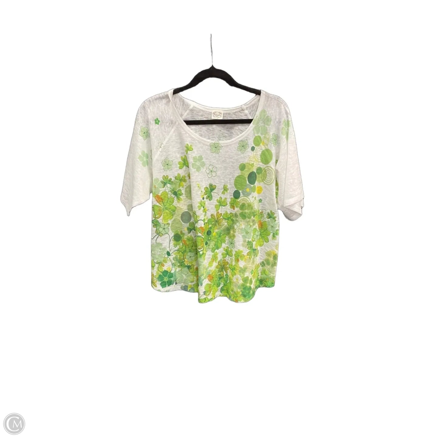 Top Short Sleeve By Clothes Mentor In Green & White, Size: M