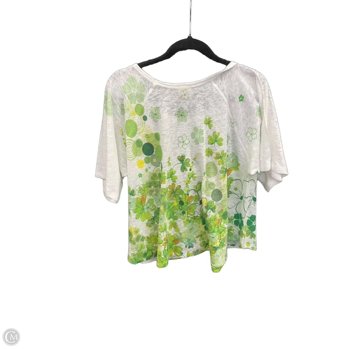 Top Short Sleeve By Clothes Mentor In Green & White, Size: M