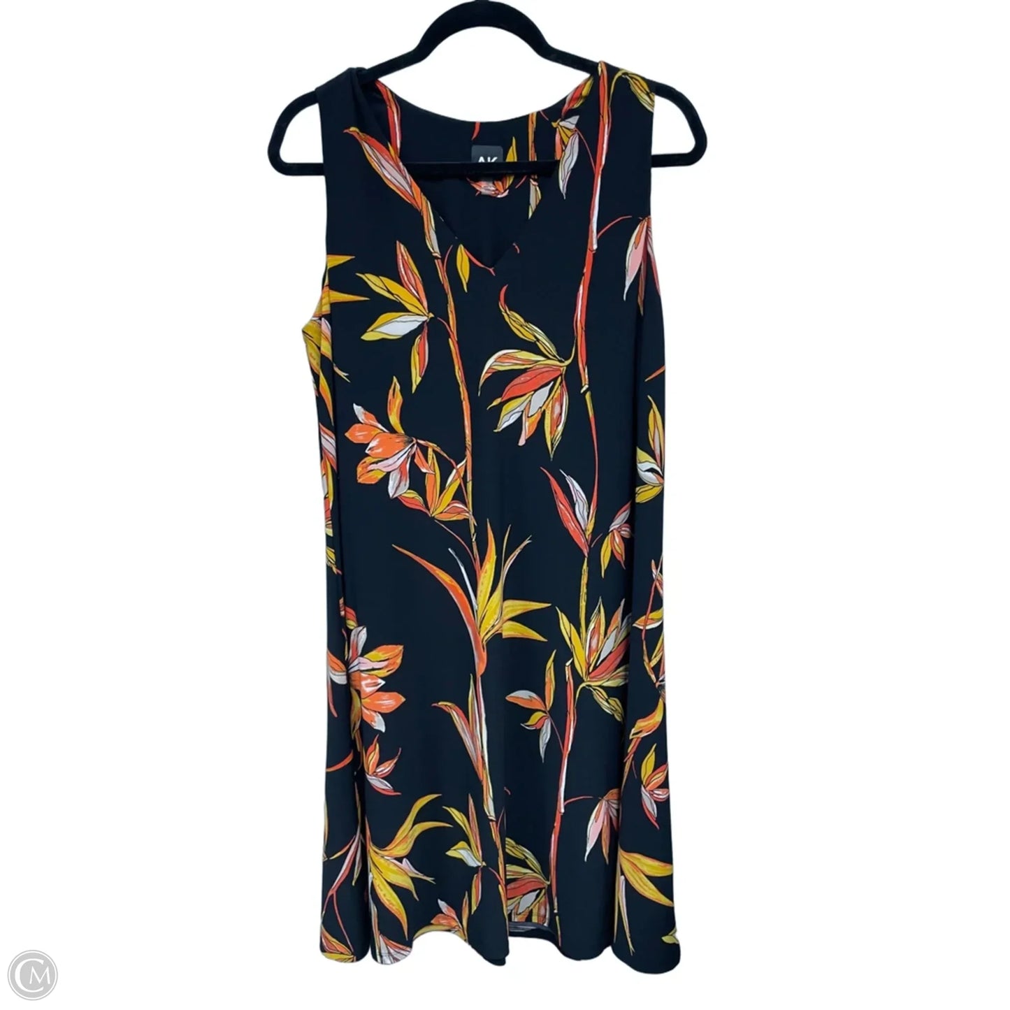 Dress Casual Midi By Clothes Mentor In Black & Orange, Size: 10