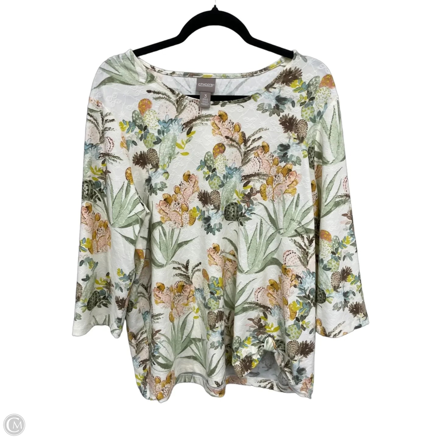 Top 3/4 Sleeve By Chicos In Green, Size: Xl