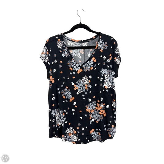 Top Short Sleeve By Loft In Black, Size: L