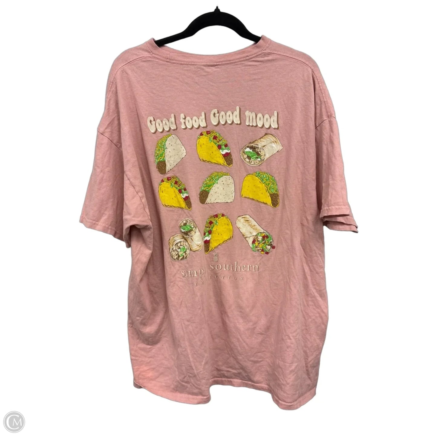 Top Short Sleeve By Simply Southern In Pink, Size: Xxl