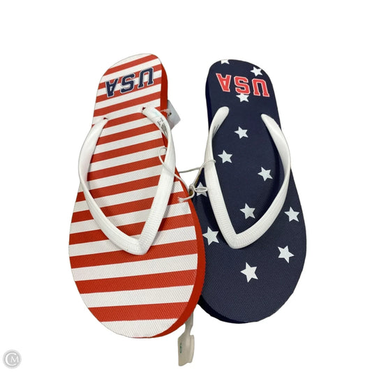 Sandals Flip Flops By Shade & Shore In Blue & Red & White, Size: 9