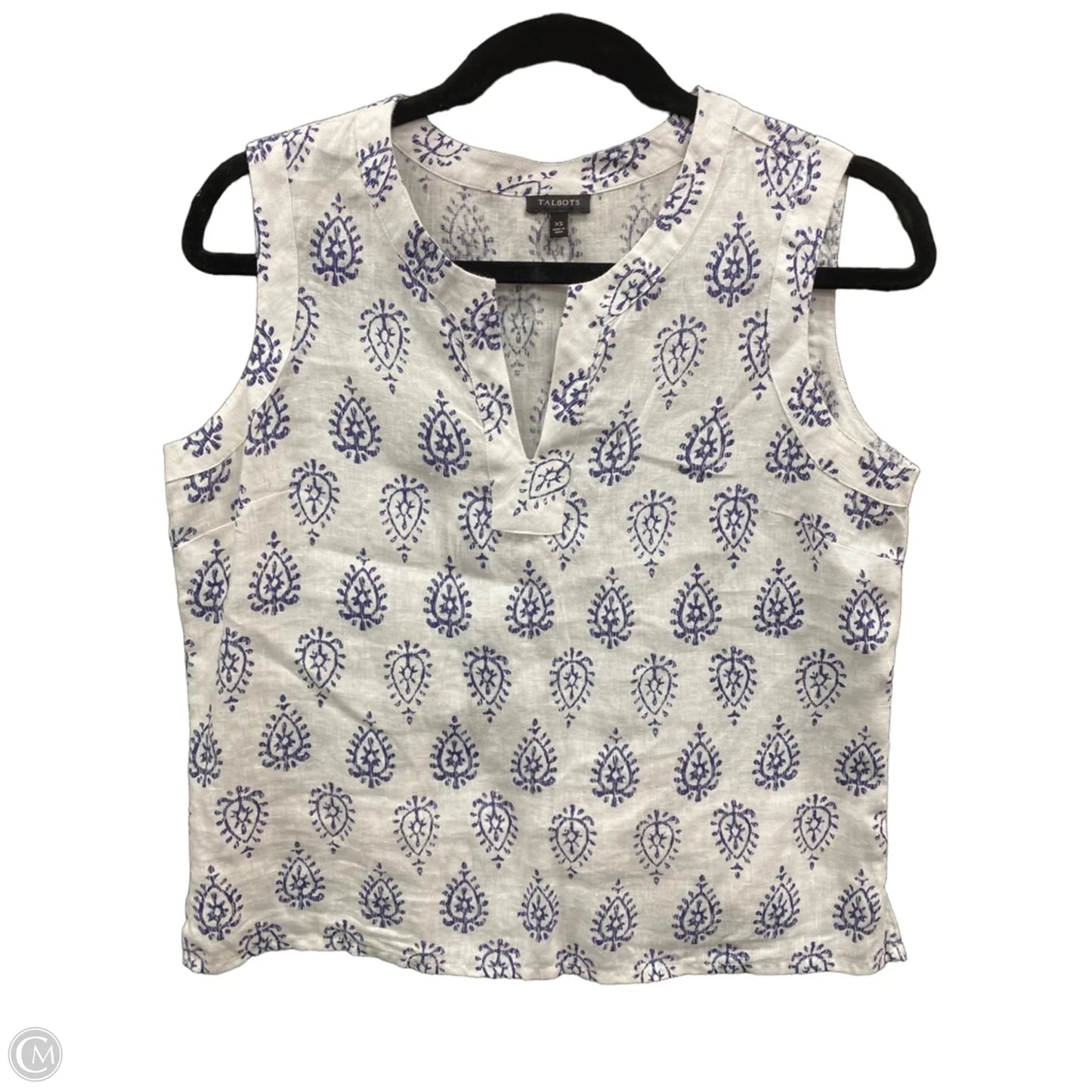 Top Sleeveless By Talbots In Blue & White, Size: Xs