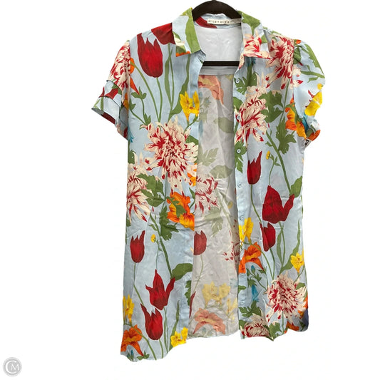 Top Short Sleeve Designer By Alice + Olivia In Floral Print, Size: M