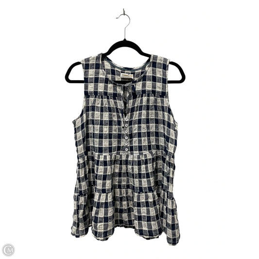 Top Sleeveless By Pilcro In Blue & White, Size: Mp