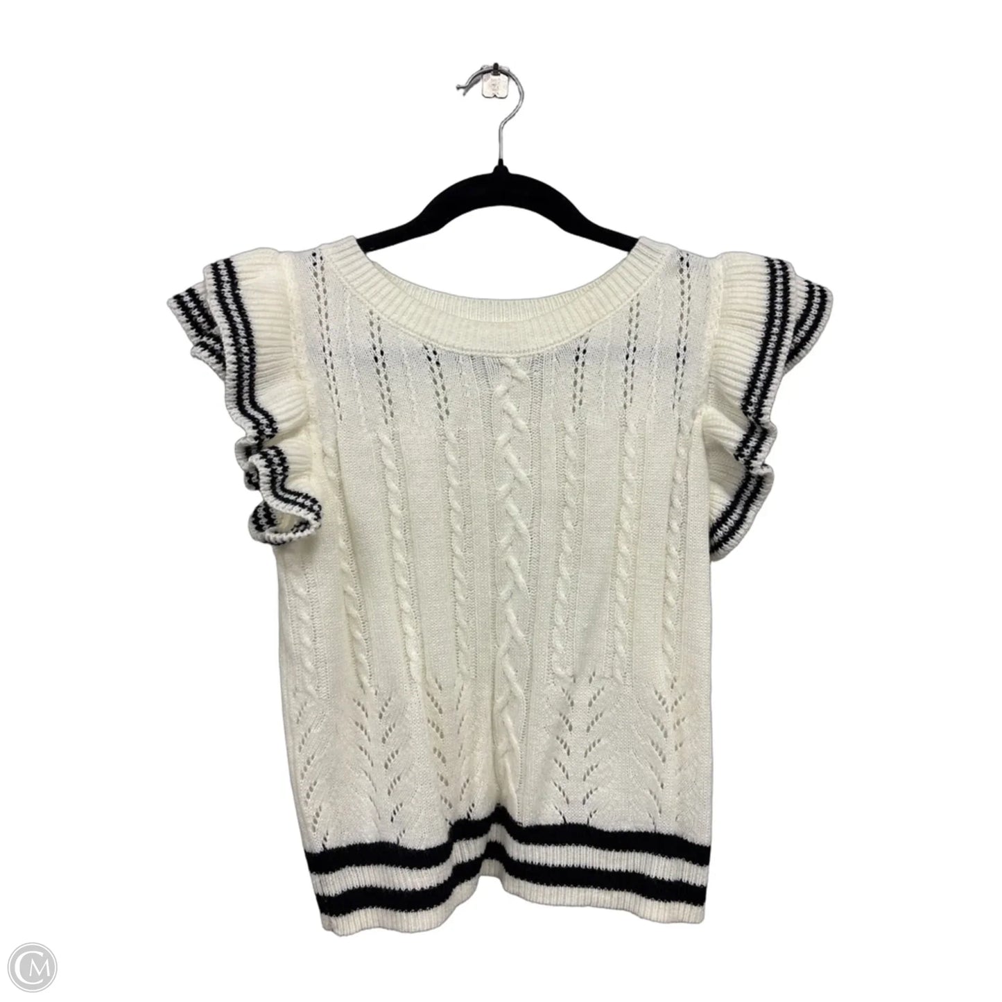 Sweater Short Sleeve By Shein In Black & Cream, Size: S