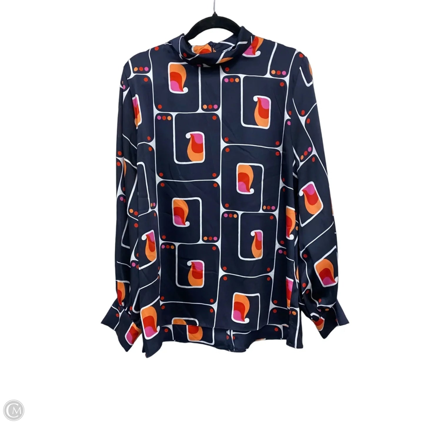 Blouse Long Sleeve By Zara In Blue & Orange, Size: L