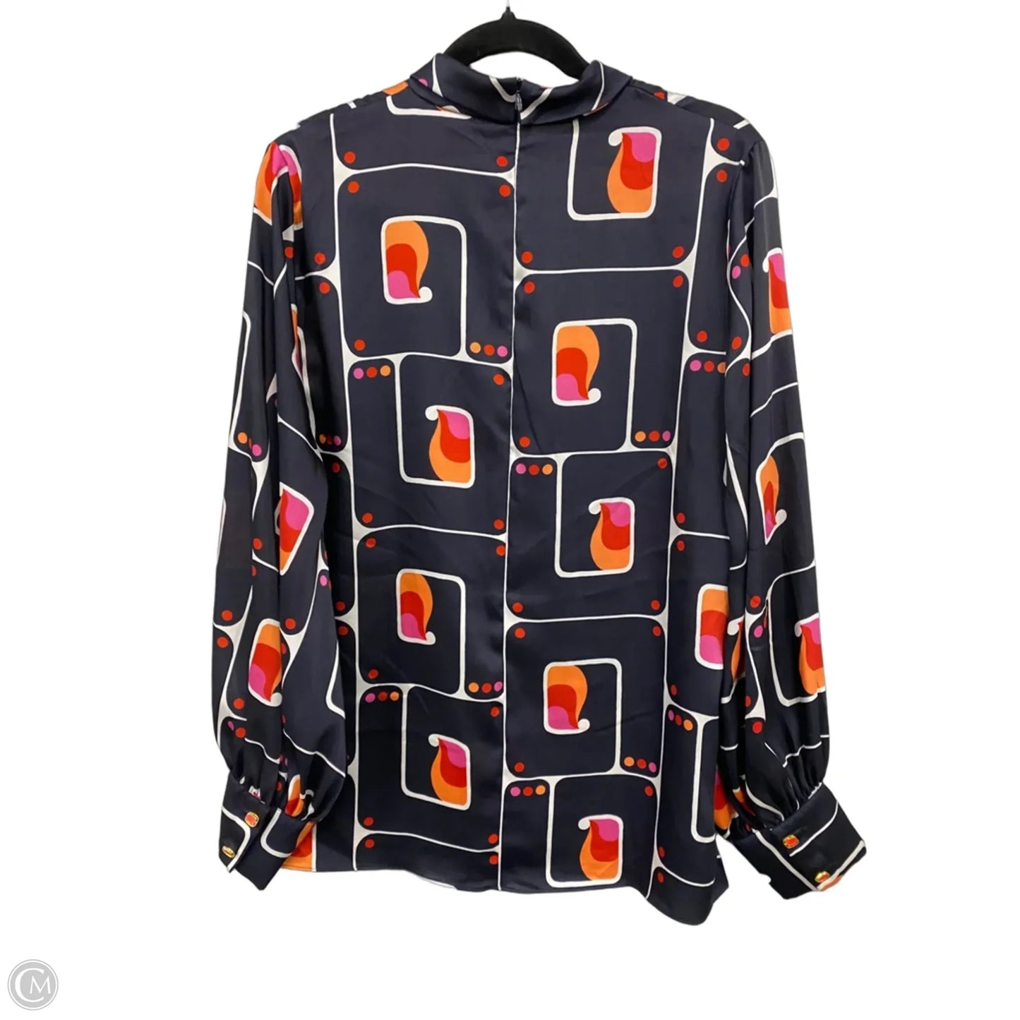 Blouse Long Sleeve By Zara In Blue & Orange, Size: L