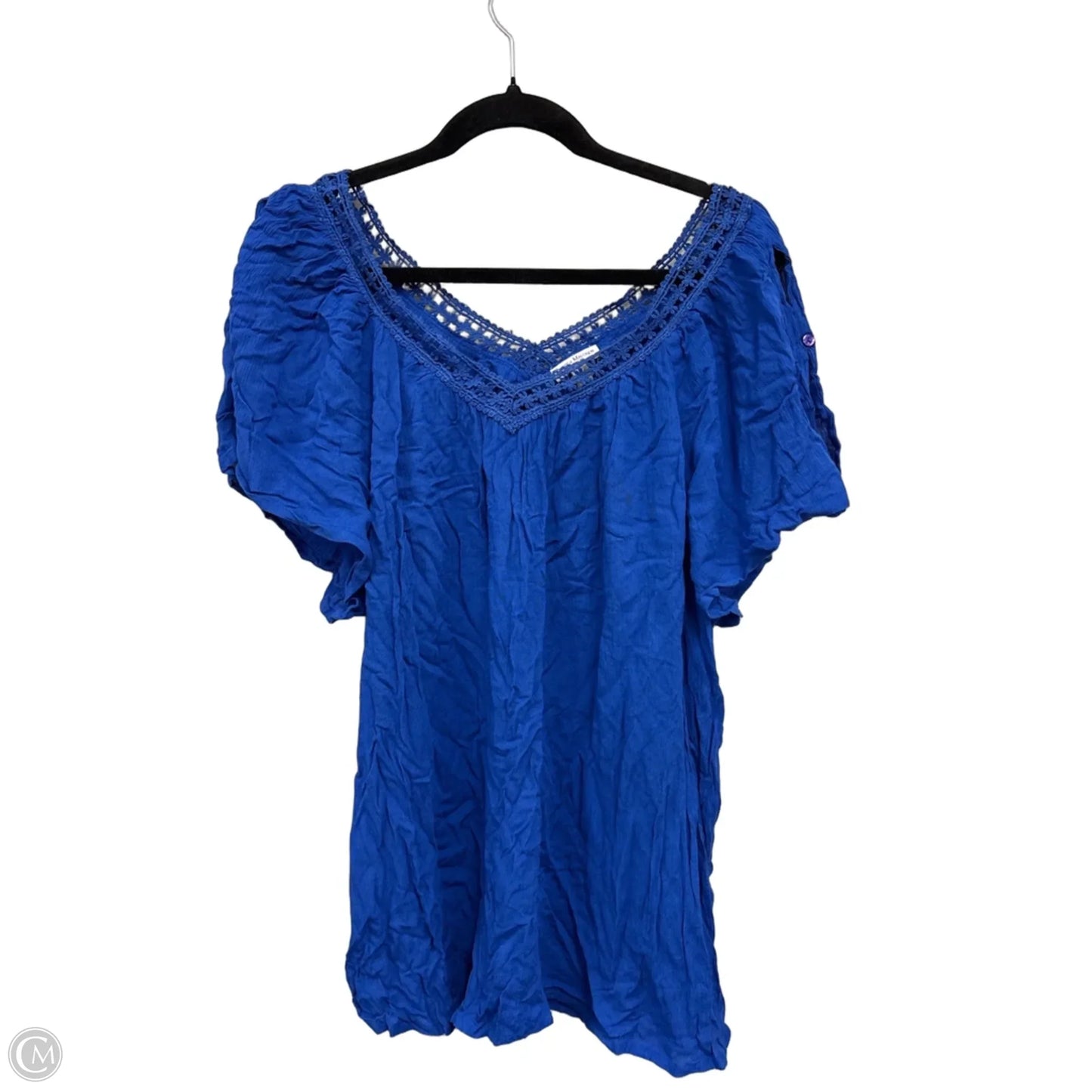 Top Short Sleeve By Rebecca Malone In Blue, Size: 2x
