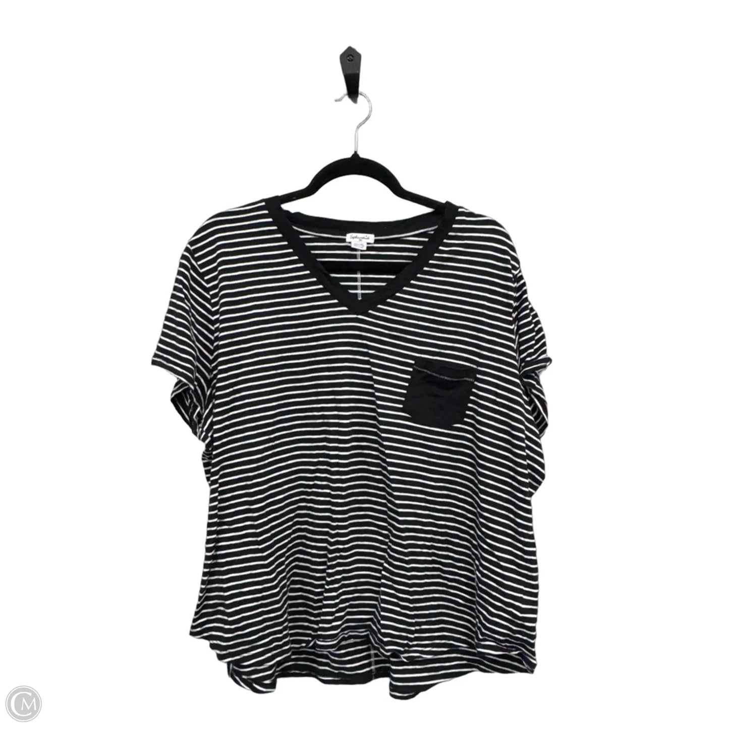 Top Short Sleeve By Splendid In Black & White, Size: 2x