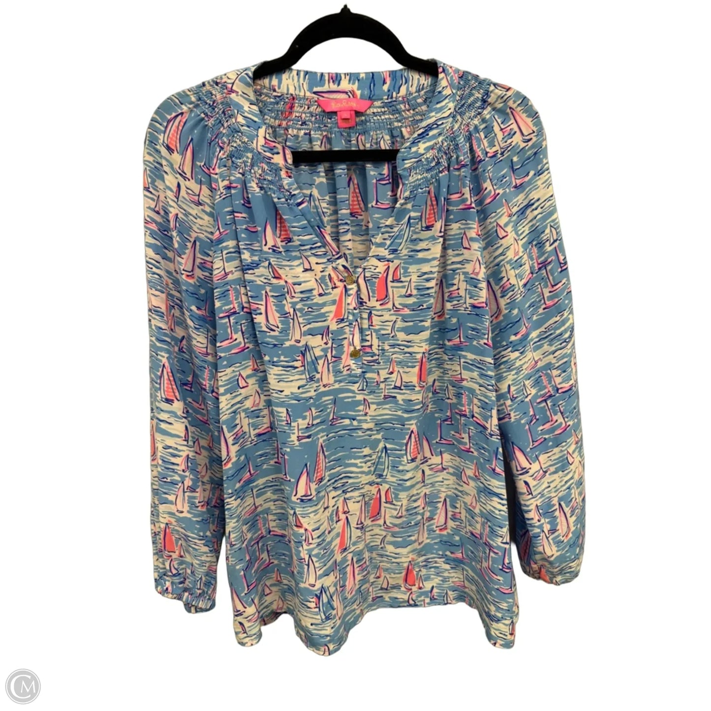 Blouse Designer By Lilly Pulitzer In Blue, Size: L
