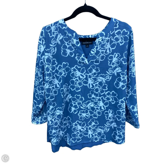 Top 3/4 Sleeve By Fortune & Ivy In Blue, Size: L