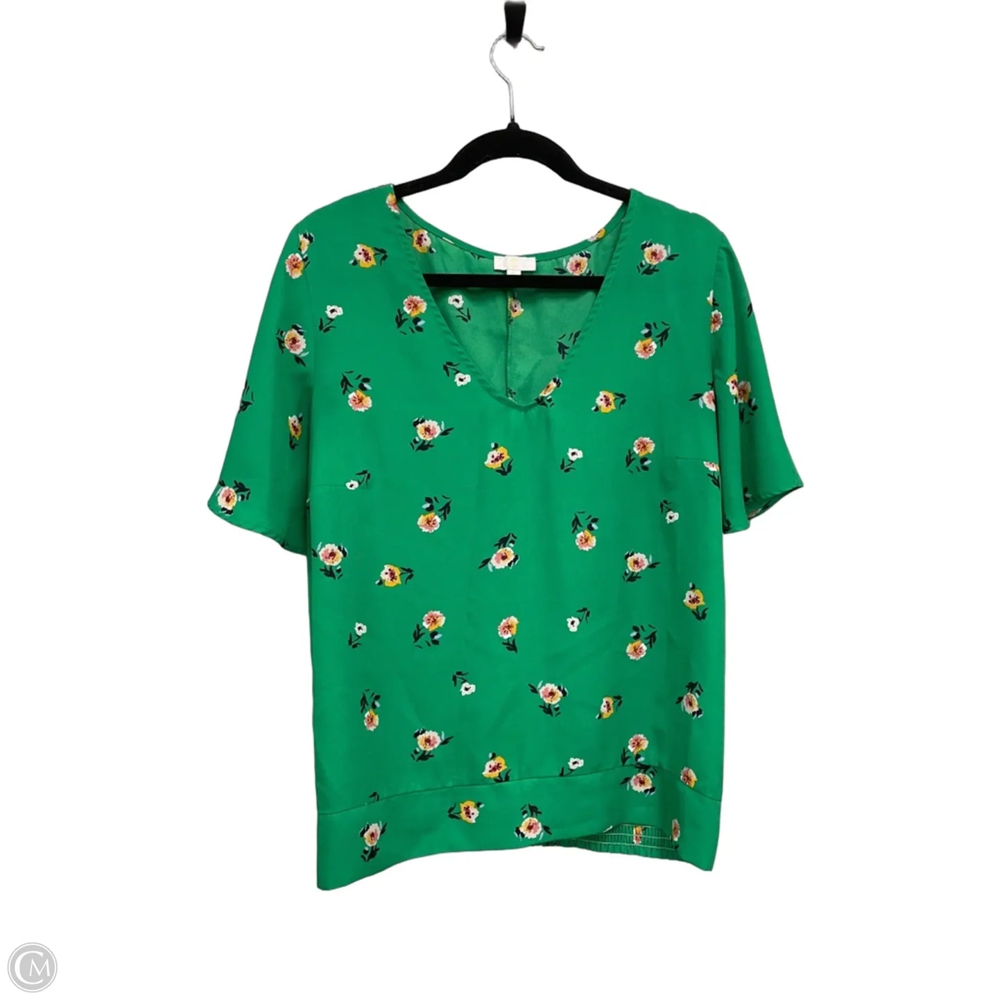 Blouse Short Sleeve By C And C In Green & Yellow, Size: Xl