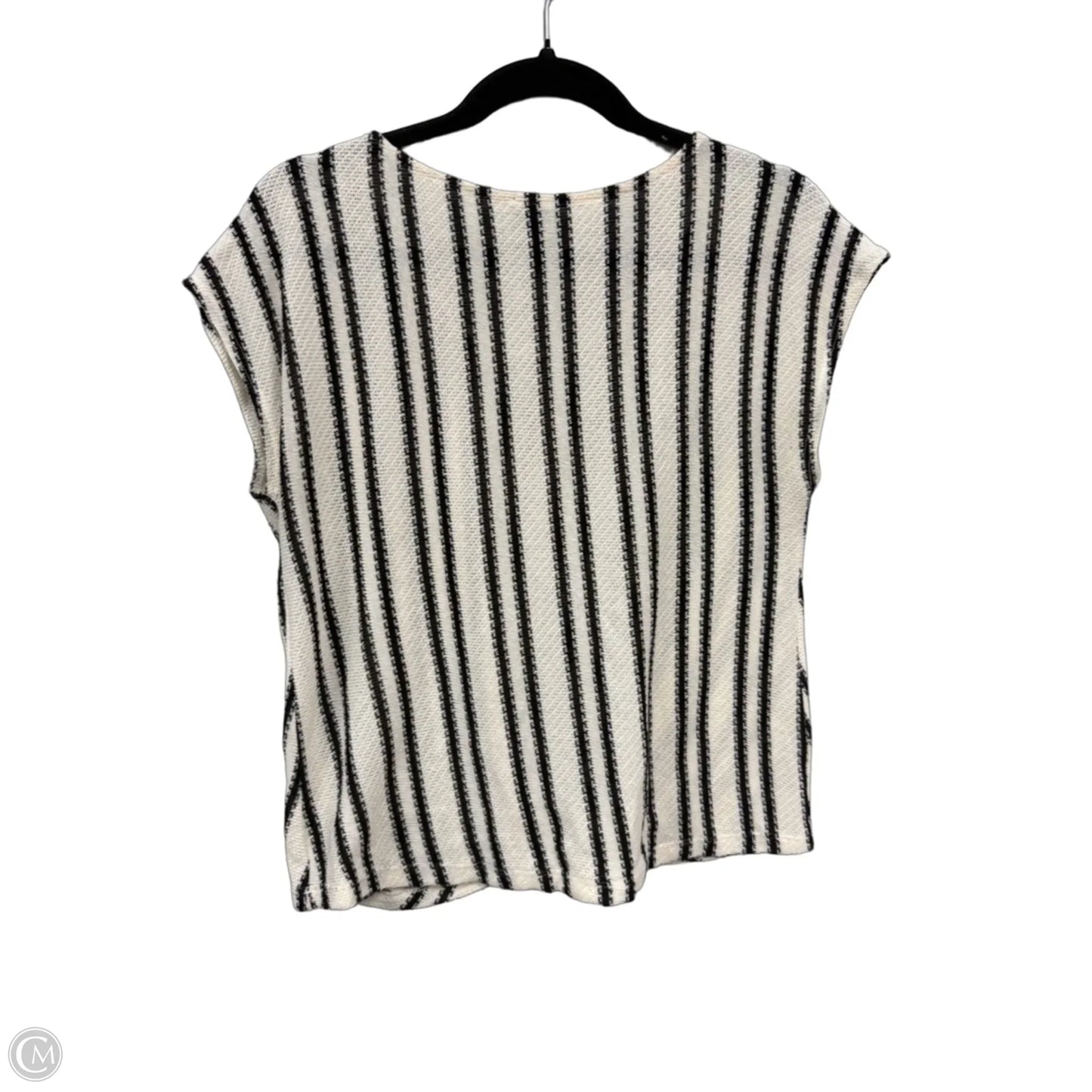 Sweater Short Sleeve By W5 In Black & Cream, Size: L
