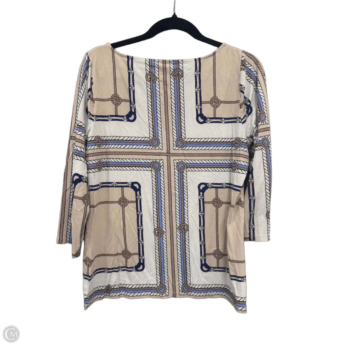 Top 3/4 Sleeve By Talbots In Black & Cream, Size: L