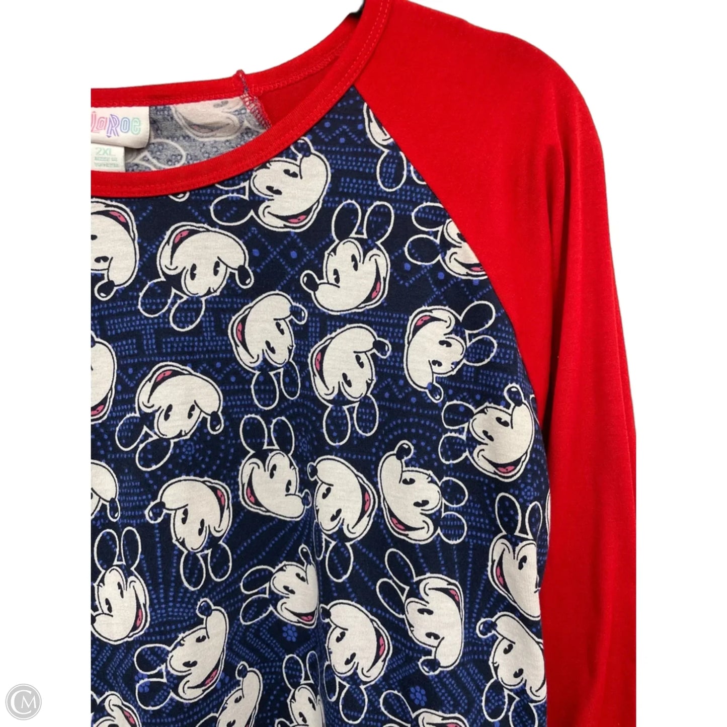 Top 3/4 Sleeve By Lularoe In Blue & Red, Size: 2x