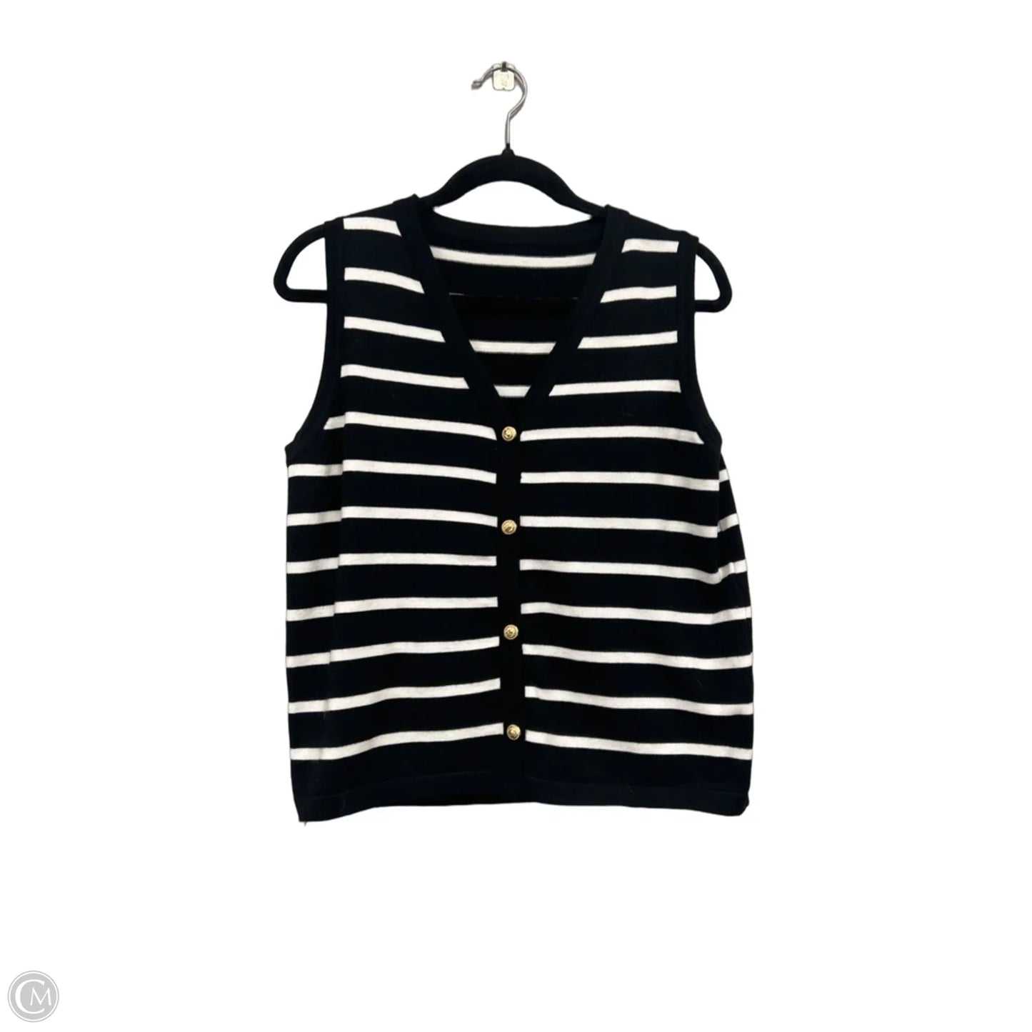 Vest Sweater By Clothes Mentor In Black & White, Size: M