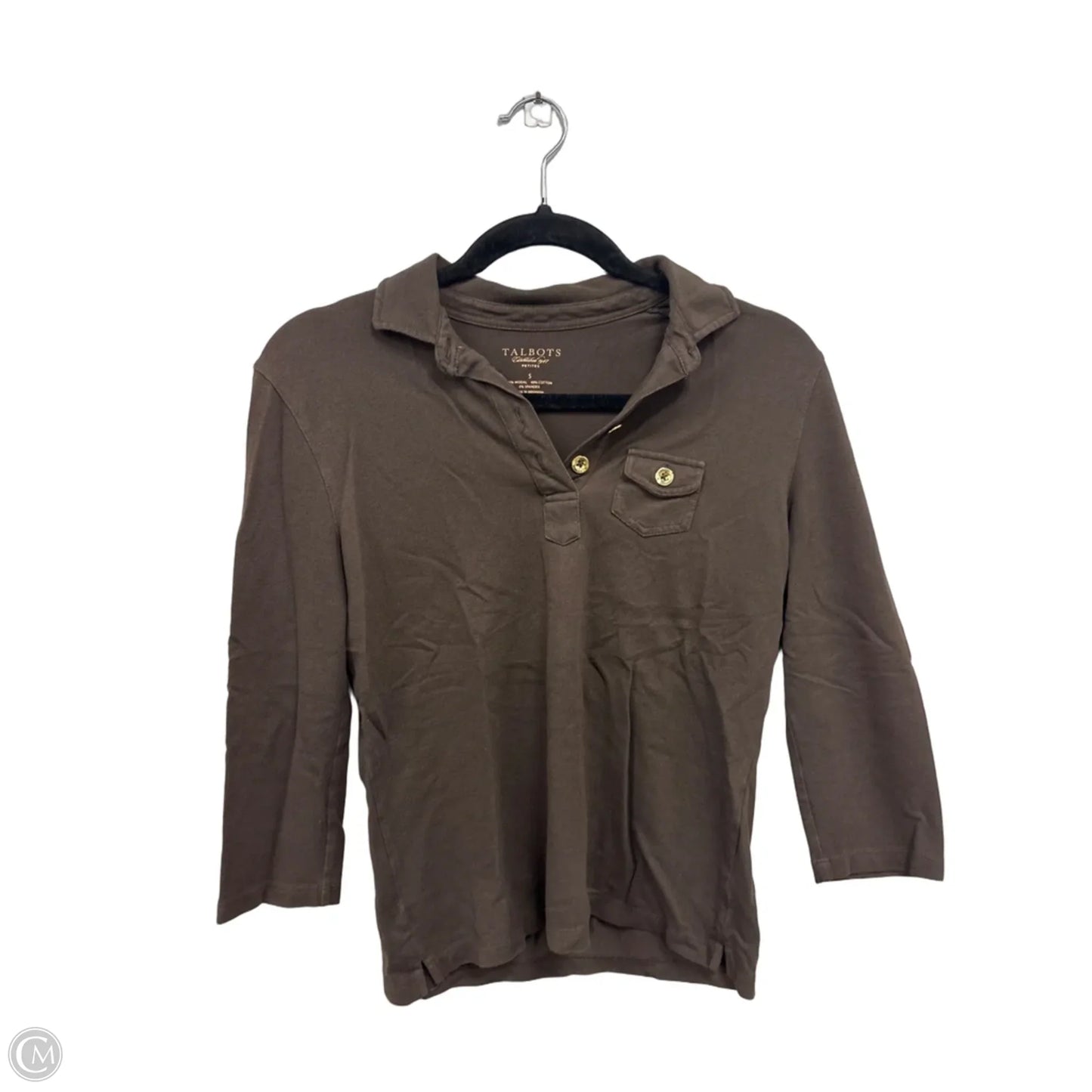 Top 3/4 Sleeve By Talbots In Brown, Size: S
