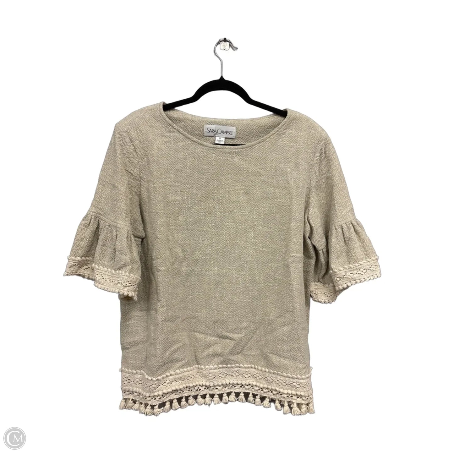 Blouse Short Sleeve By Clothes Mentor In Beige, Size: Xl