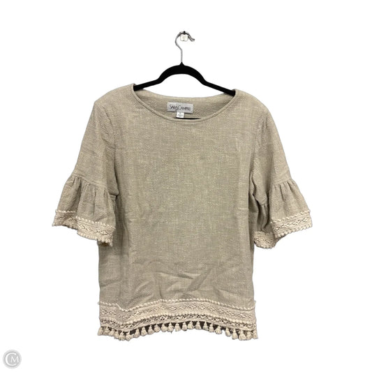 Blouse Short Sleeve By Clothes Mentor In Beige, Size: Xl