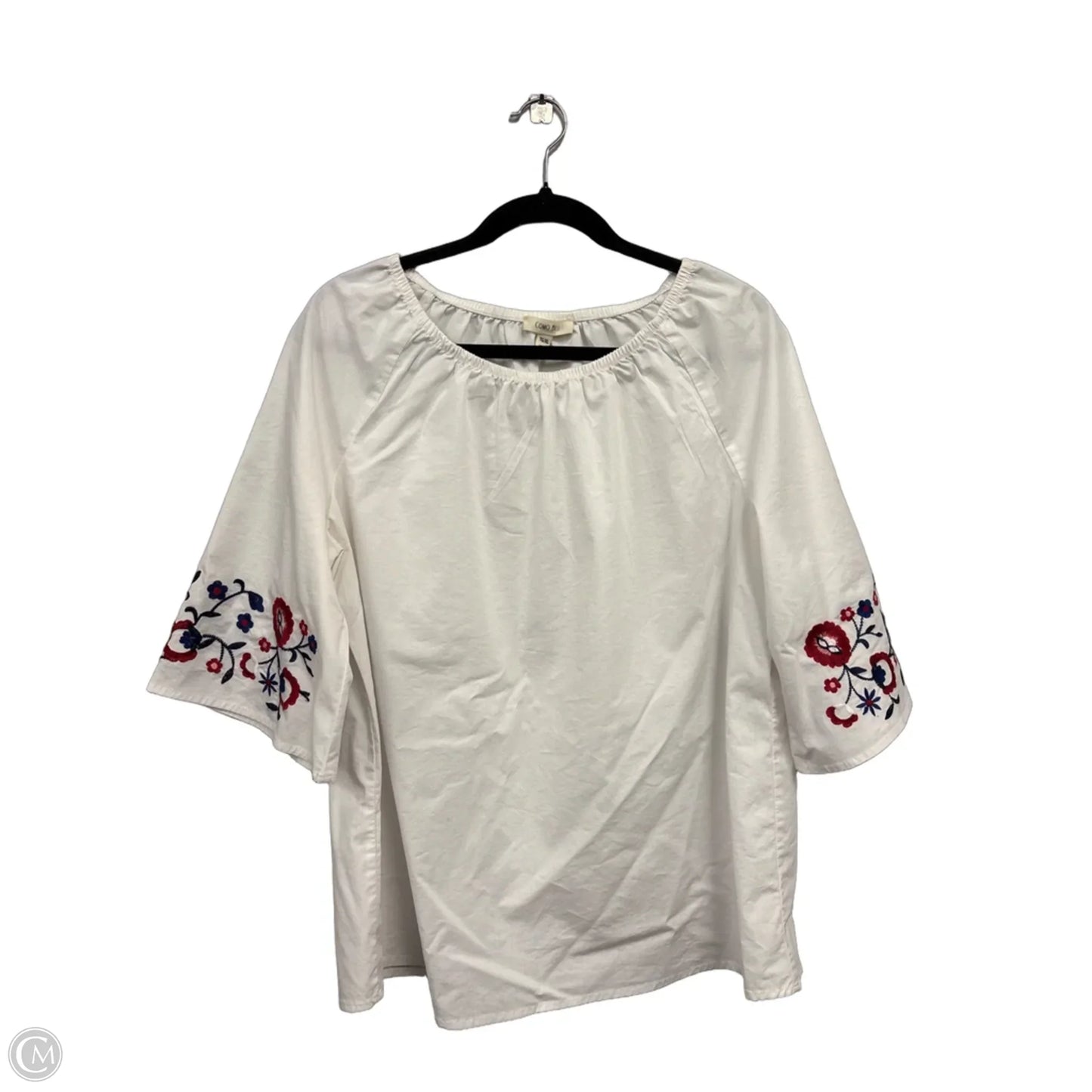 Blouse 3/4 Sleeve By Como Blu In White, Size: Xl