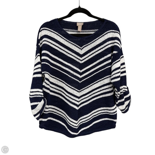 Sweater By Chicos In Blue & White, Size: 2