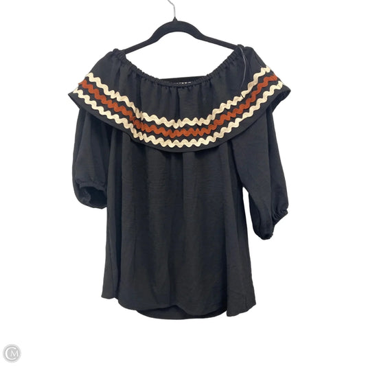 Blouse 3/4 Sleeve By Cato In Black & Brown, Size: M