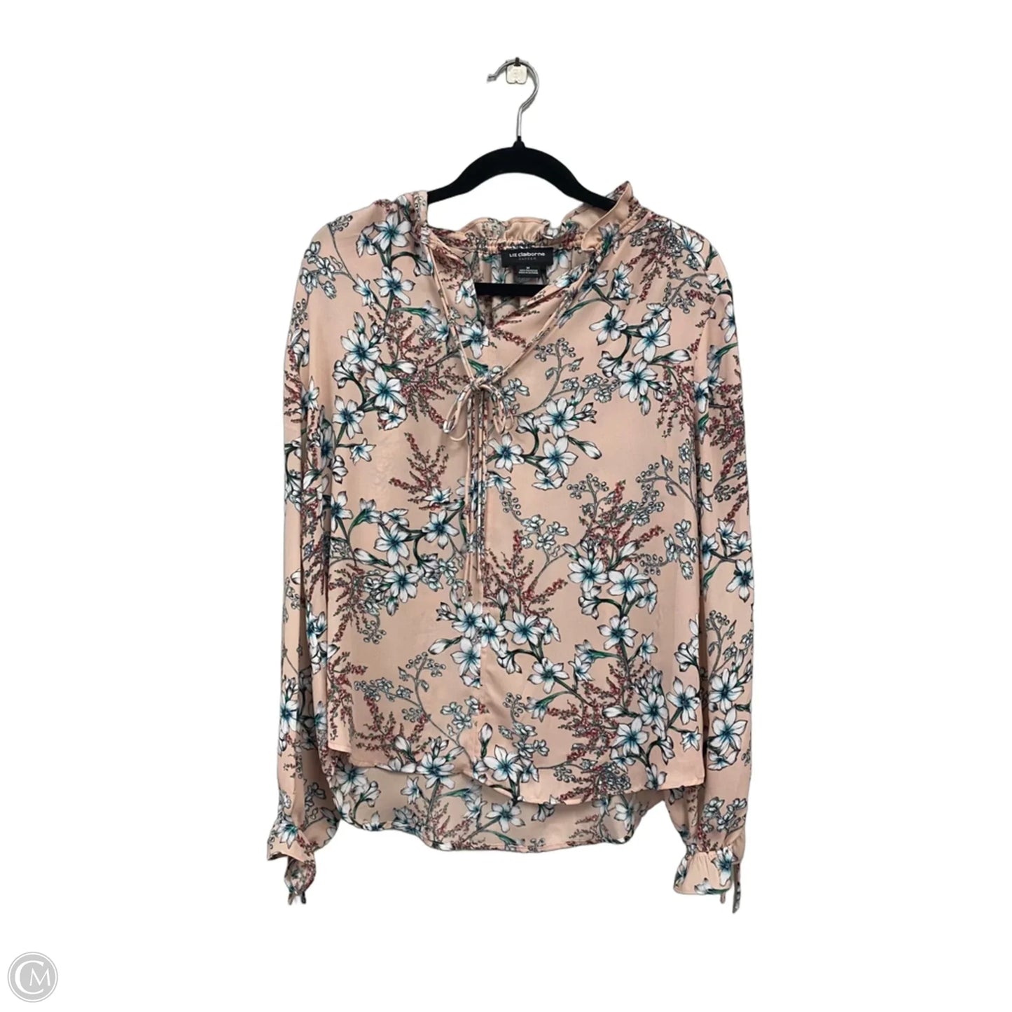 Blouse Long Sleeve By Liz Claiborne In Floral Print, Size: M
