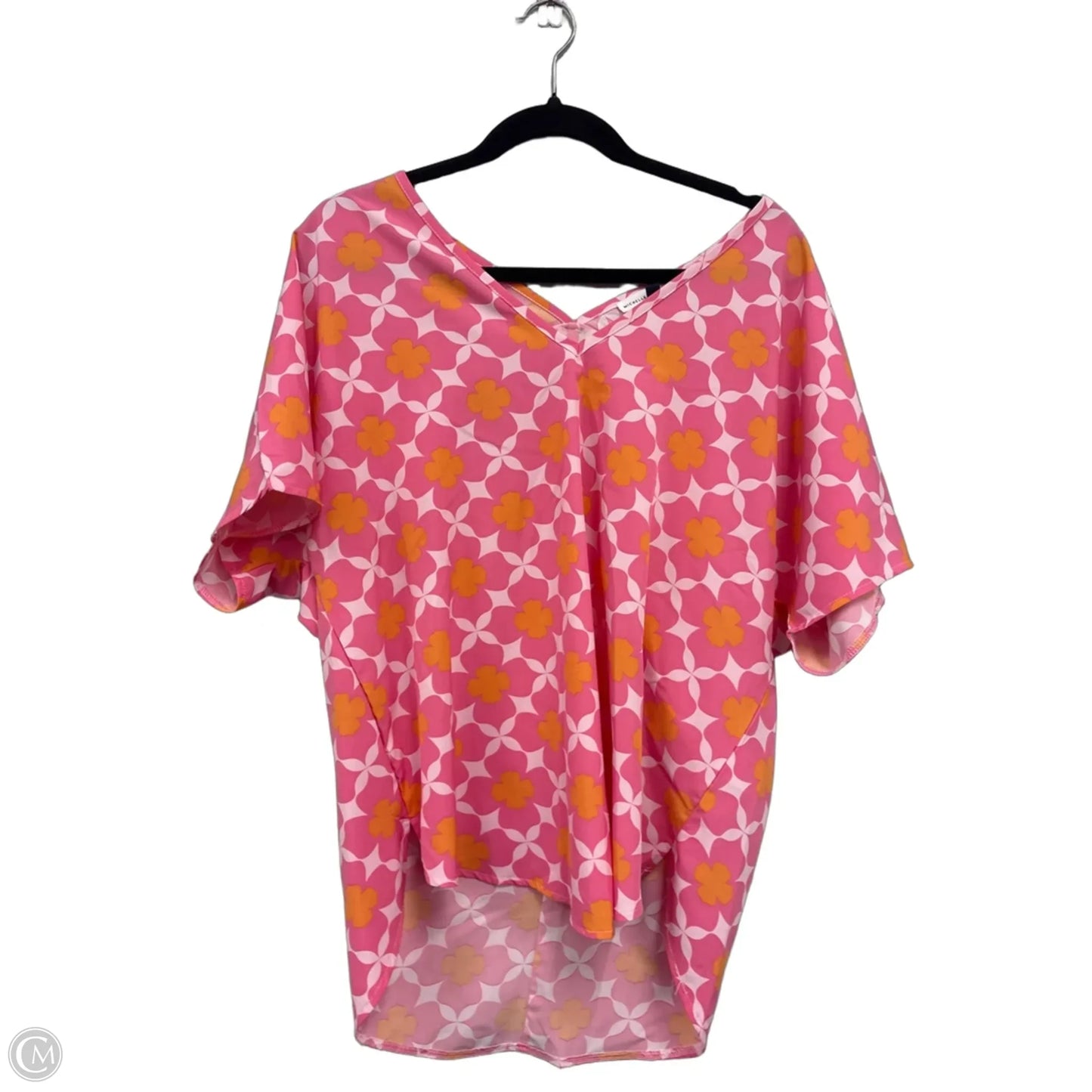 Top Short Sleeve By Michelle Mcdowell In Orange & Pink, Size: L