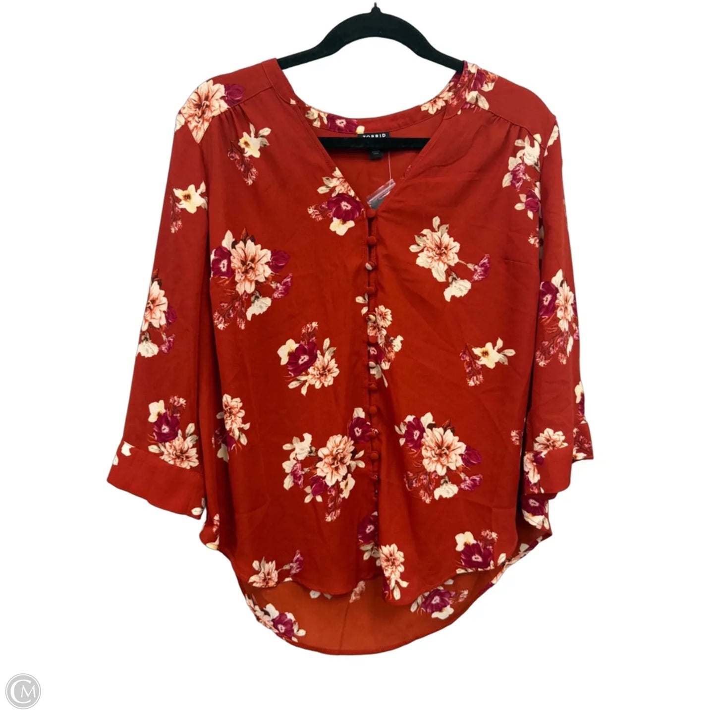 Blouse 3/4 Sleeve By Torrid In Orange & Red, Size: M