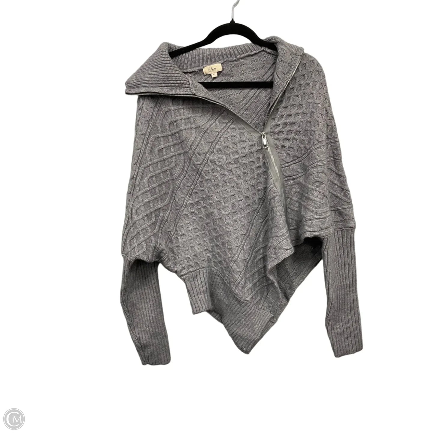 Sweater Cardigan By Elan In Grey, Size: M
