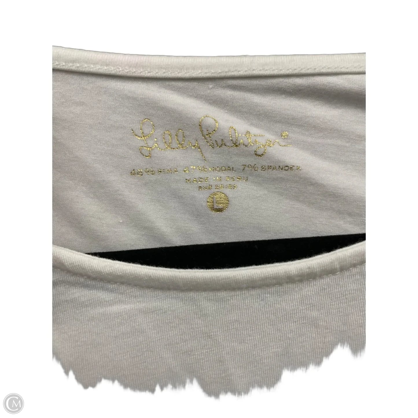 Top 3/4 Sleeve Designer By Lilly Pulitzer In White, Size: L