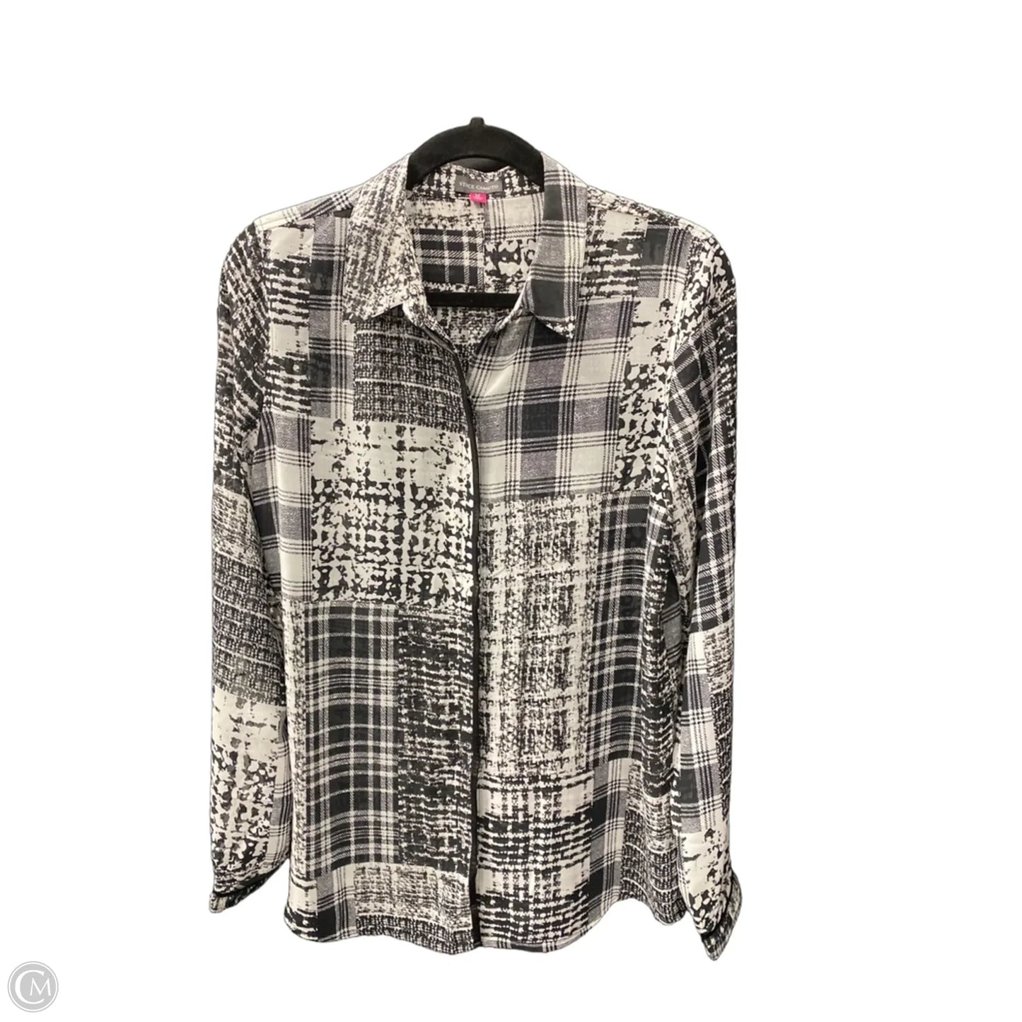 Blouse Long Sleeve By Vince Camuto In Black & White, Size: M