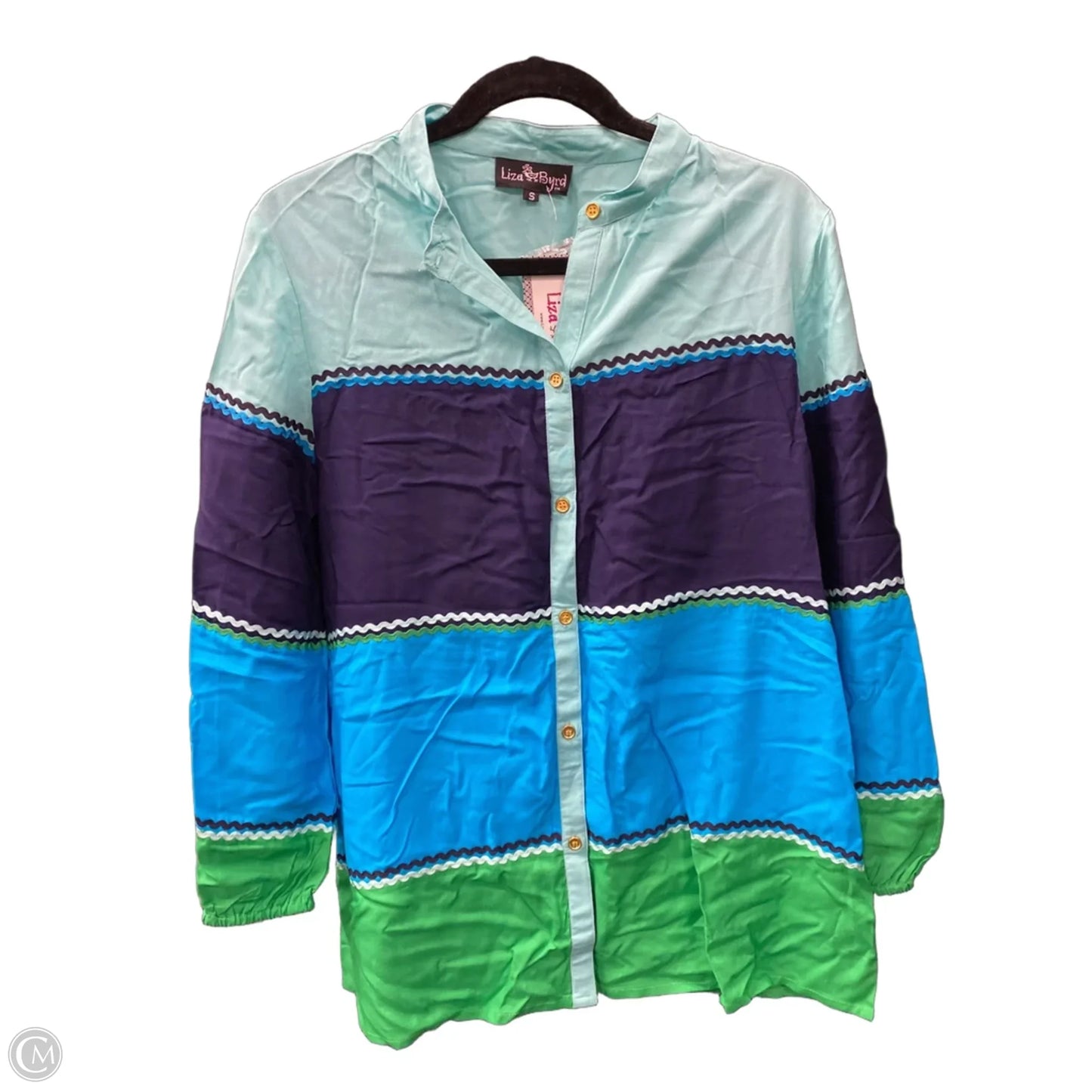 Top 3/4 Sleeve By Clothes Mentor In Blue & Green, Size: S