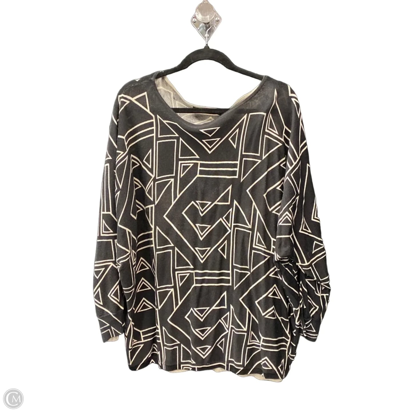 Top Long Sleeve By Lauren By Ralph Lauren In Black & White, Size: 2x