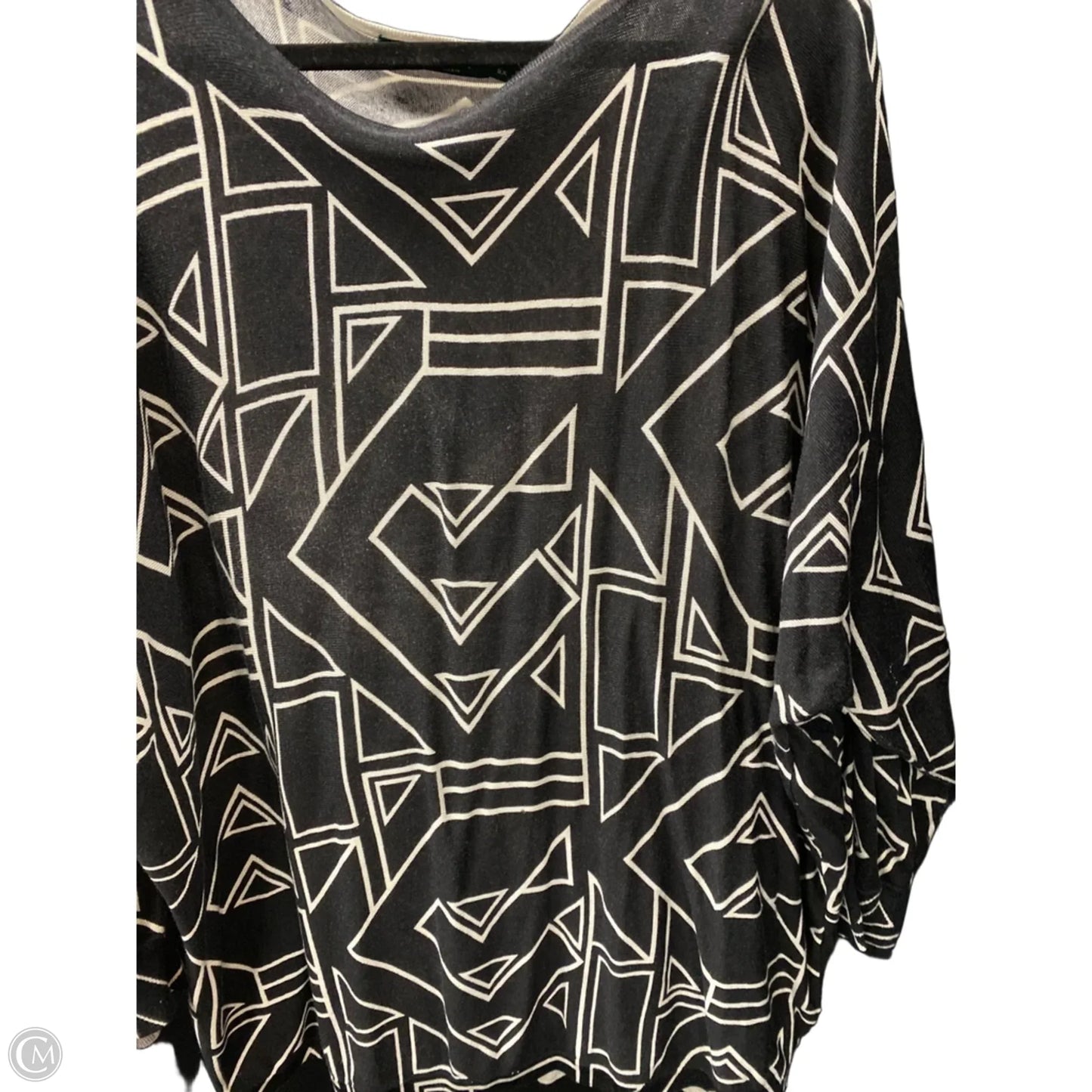Top Long Sleeve By Lauren By Ralph Lauren In Black & White, Size: 2x