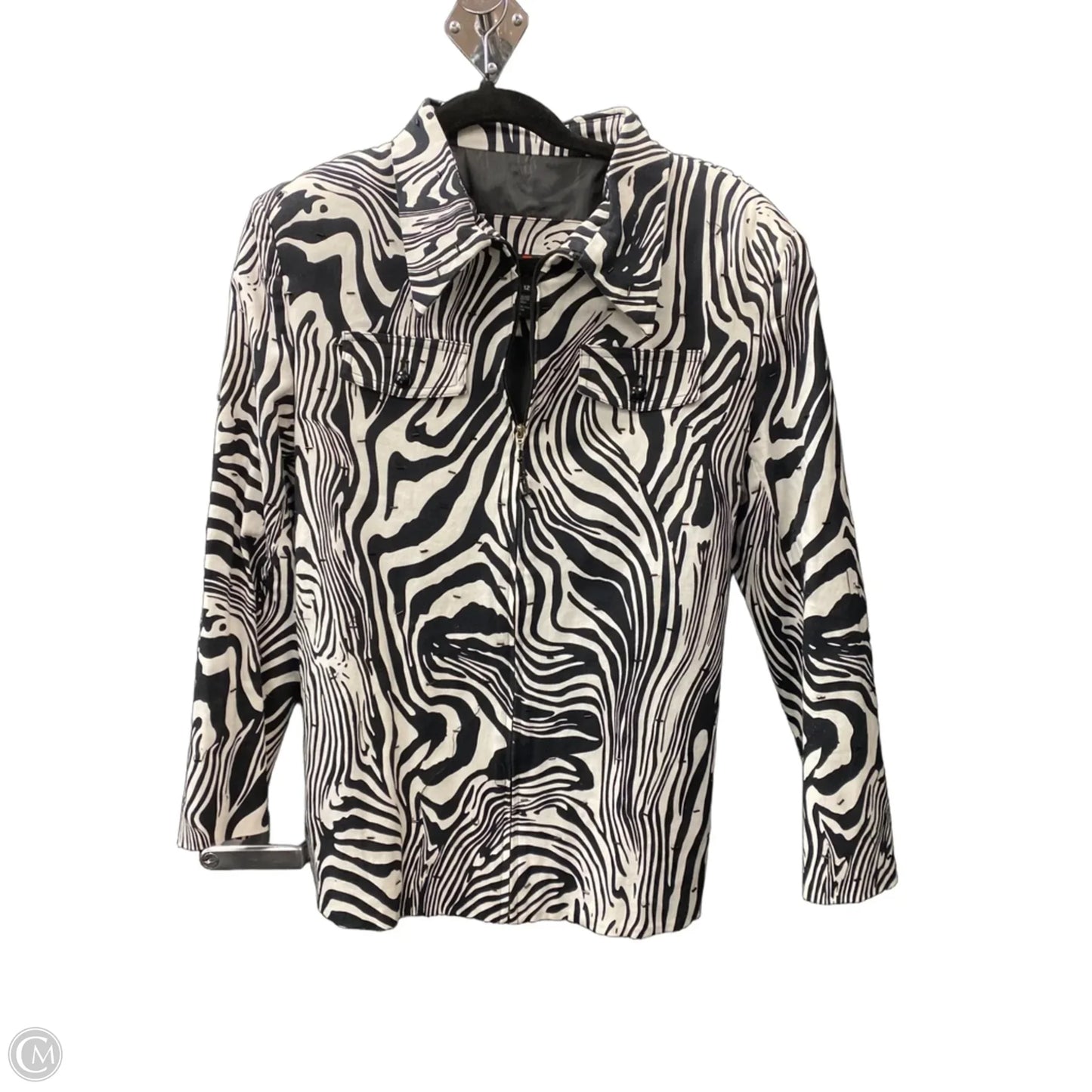 Jacket Denim By Clothes Mentor In Animal Print, Size: 12