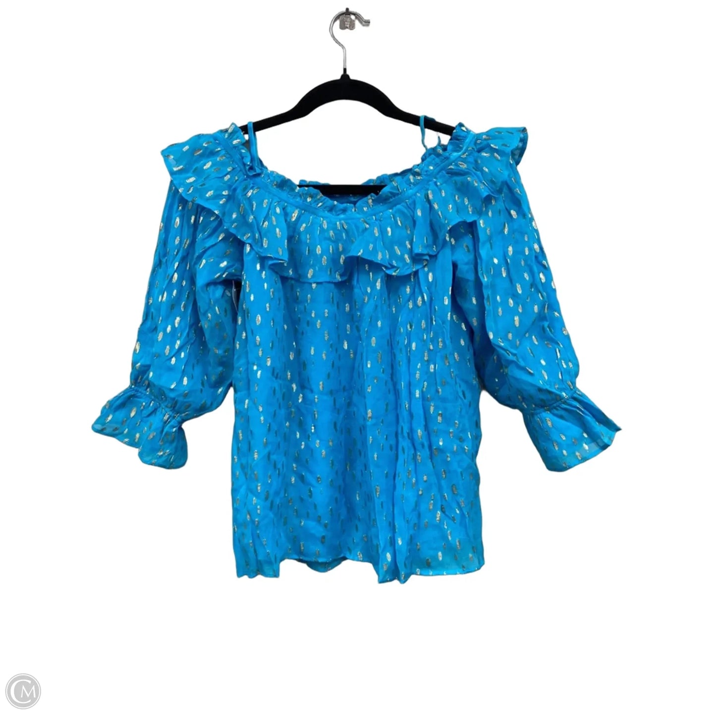 Blouse Designer By Lilly Pulitzer In Blue & Silver, Size: M