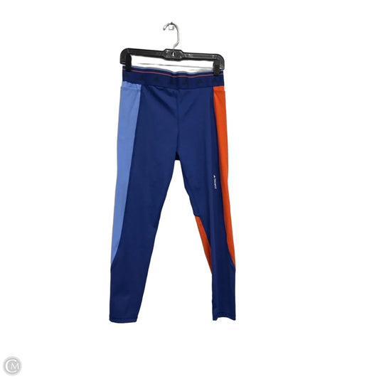 Athletic Leggings By Adidas In Blue & Orange, Size: L