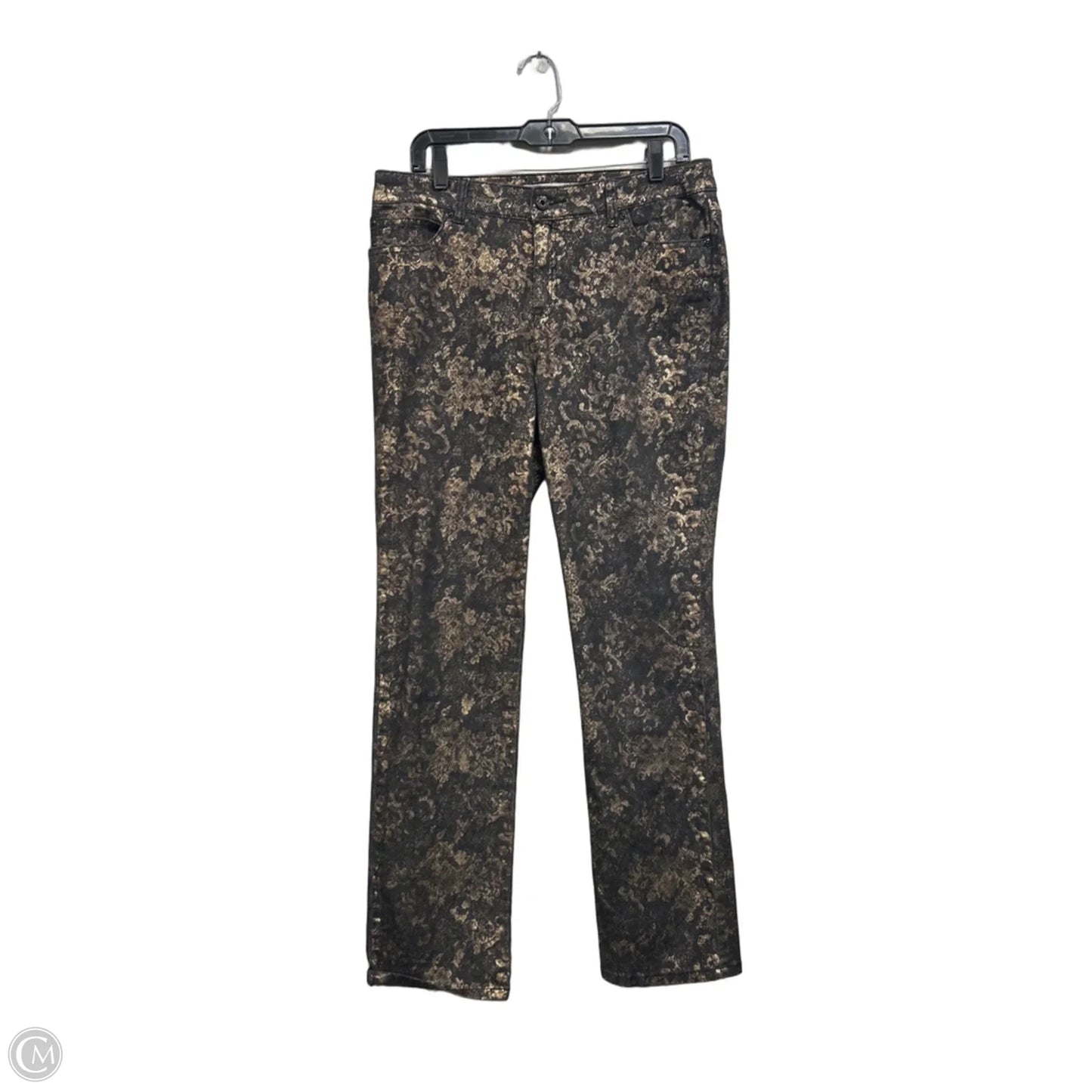 Jeans Straight By Chicos In Black & Gold, Size: M