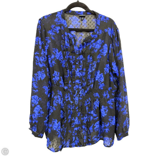 Blouse Long Sleeve By Torrid In Black & Blue, Size: 3x