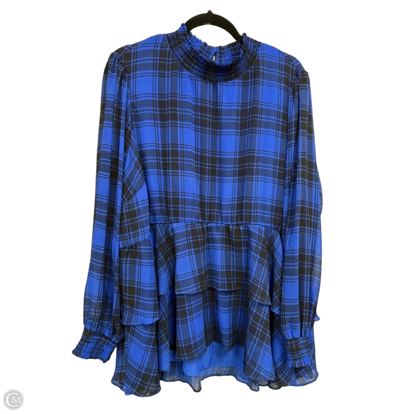 Blouse Long Sleeve By Torrid In Black & Blue, Size: 3x