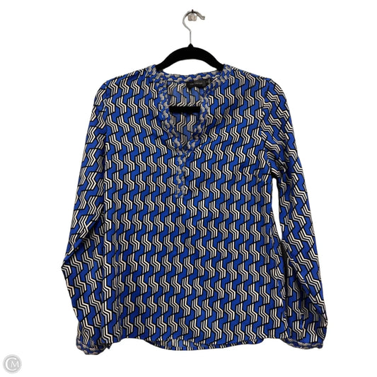 Blouse Long Sleeve By Limited In Blue & White, Size: S