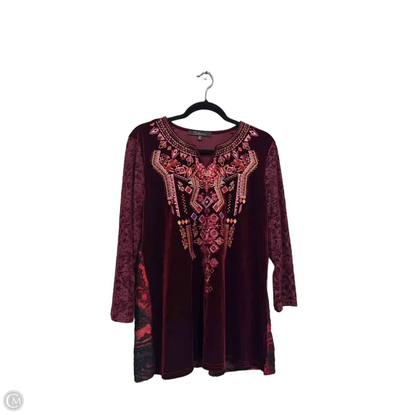 Top Long Sleeve By Calessa In Maroon, Size: M
