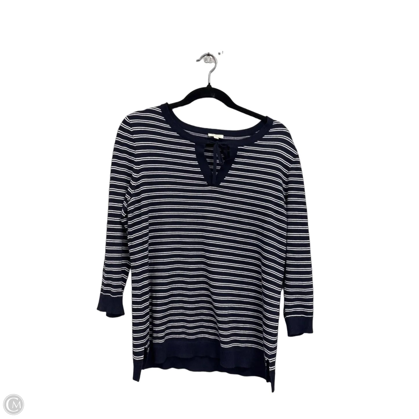 Top 3/4 Sleeve By Talbots In Blue & White, Size: M