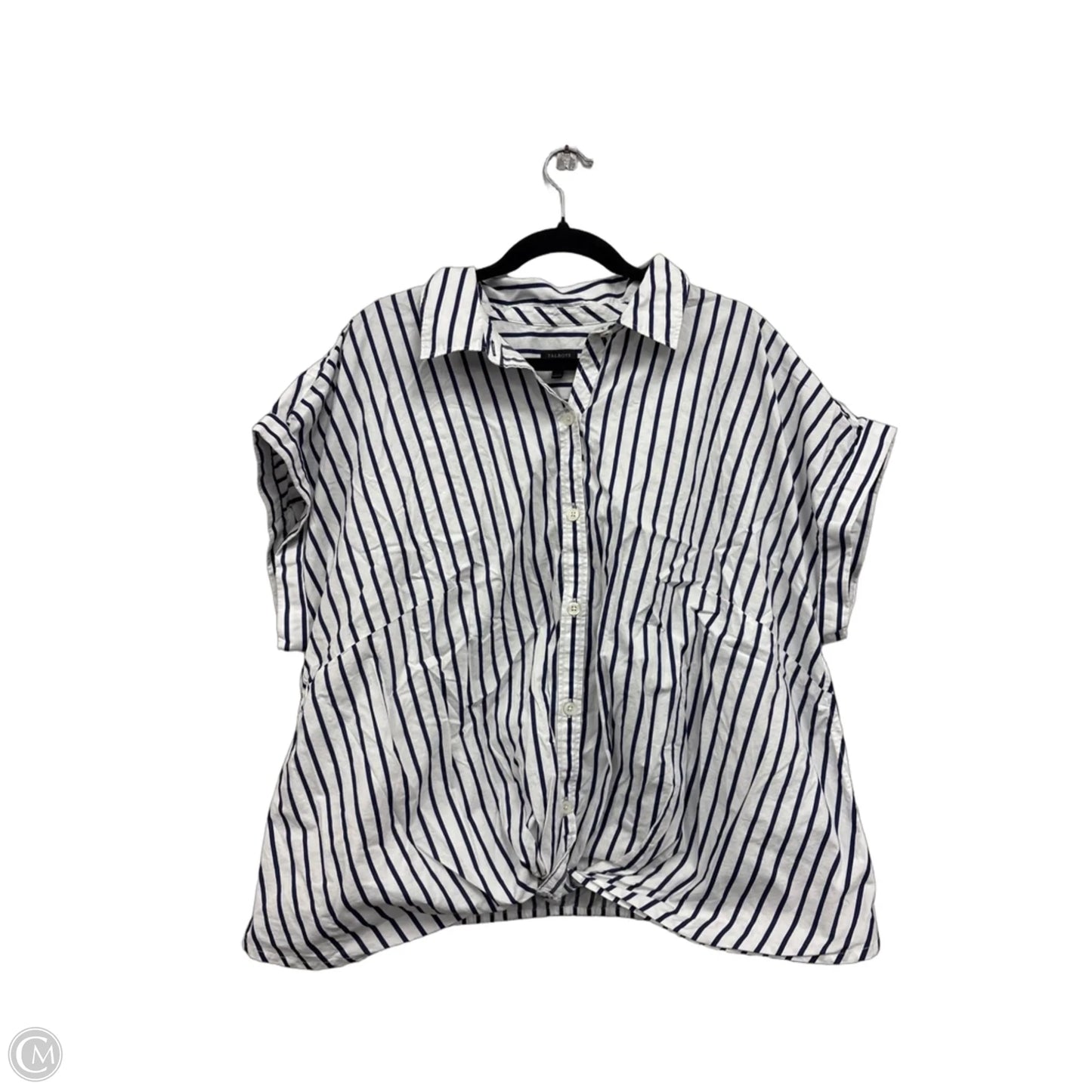 Top Short Sleeve By Talbots In Blue & White, Size: 2x