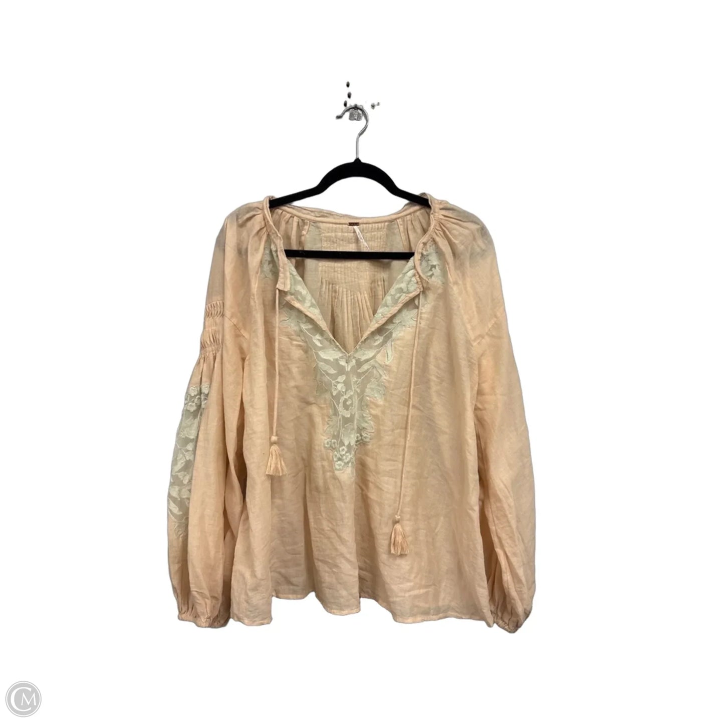Blouse Long Sleeve By Free People In Peach, Size: M