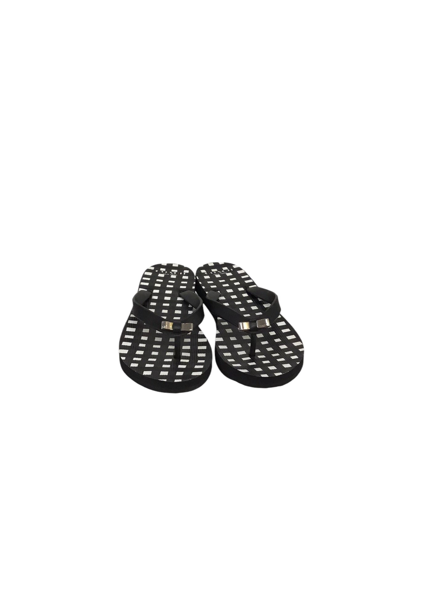 Sandals Flip Flops By Coach In Black & White, Size: 6