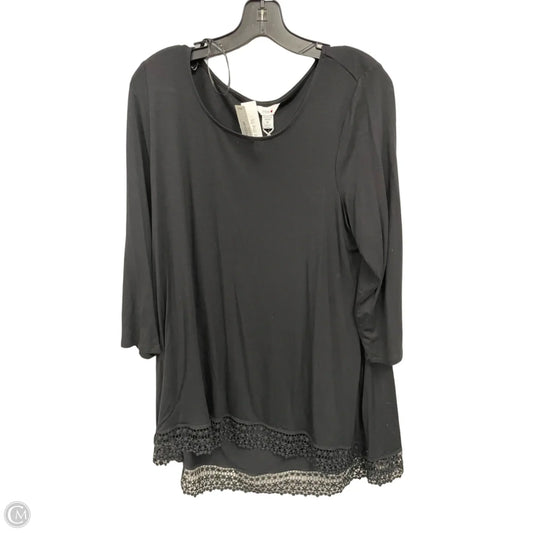 Top 3/4 Sleeve By Intro In Black, Size: 1x